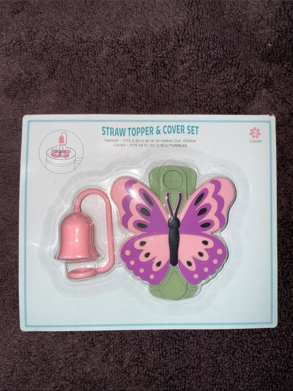 Target Butterfly Straw Topper & Cover Set - Pink, Purple, Green